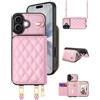 OCASE Custodia Portafoglio per iPhone 17, Custodia in Pelle con Cerniera, Porta Carte con Blocco RFID, con Tra Collo Regolabile Rimovibile, Protettiva Antiurto Cover per iPhone 17 - Rosa