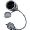 HuaLiSiJi Cavo di Prolunga Schuko 16A 250V Prolunga Schuko Impermeabile con Contatto di Protezione Cavo prolunga IP44 per Esterno o Interno, Casa, Ufficio (Grigio, 0.3 m)