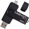 LEIZHAN Chiavetta USB 32GB,Flash Drive USB 2.0 OTG Memory Stick per Telefono Huawei Samsung Android Tablet Mac PC-Nero