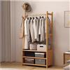BEARQUN Appendiabiti da Terra con Ganci - Appendiabiti in bambù - Scarpiera - Robusto Attaccapanni - Design Moderno Industriale - per Corridoio, Soggiorno, Camera da Letto - 50/70/80/100CM