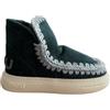 Mou Stivali Alti Stile Eskimo, Verde Ricamo Grigio, Suola in Gomma Beige, Design Casual, Verde, 38 EU