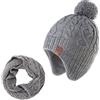 AHAHA Cappello Bambino Invernale con Pompon Set Cappello e Sciarpa per Bambini e Ragazzi