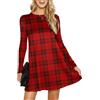 Re Tech UK Skater Dress Donna - Maniche Lunghe e Taglio Ampio - Lunghezza Media - L/XL 44 EU (Taglie Plus) - Tartan Verde Bottiglia Scuro