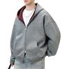 Celanisai Felpa da uomo con cappuccio e chiusura lampo, in pile, comoda felpa con cappuccio, vestibilità larga, con cerniera, con tasche, per l'inverno e l'autunno, O grigio scuro, XXL
