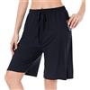 CULAYII Pantaloncini da basket a vita alta da donna, bermuda lunghi per palestra, yoga, con tasche, atletici, lunghezza al ginocchio, pantaloncini da corsa, nero, XL