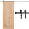 VEVOR Kit Ferramenta per Porta Scorrevole da Fienile 3048 mm, Capacità 150 kg, Compatibile con Larghezza max. 1524 mm e Spessore da 34,9 a 44,45 mm, Binario Resistente e Rullo a Forma J, Nero