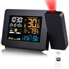 VORRINC Orologio Proiezione Soffitto con Sensore Esterno, Stazione Meteo Temperatura Umidità Esterna Interna, Sveglia Digitale da Comodino 2-Allarmi LCD Display di Calendario Previsioni del Tempo