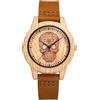 Silverora Orologi da uomo in legno teschio orologi da uomo: Steampunk teschio analogico al quarzo con scala a travi punk imitazione legno orologi da polso con vera pelle regali per uomini, marrone,