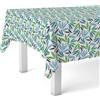 ECOMMERC3 Tovaglia plastificata antimacchia rotonda 140 cm Odet Blu | Per il tavolo rotondo del terrazzo, disegno mediterraneo, tela cerata impermeabile, si pulisce con un panno umido