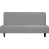 Easy-Going Copridivano elasticizzato, senza braccioli, protezione per mobili, senza braccioli, morbida con fondo elastico, per bambini, in spandex jacquard a quadri (futon, grigio chiaro)