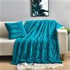 YUSOKI Coperta in finta pelliccia double-face (senza cuscini), morbida, pelosa, turchese, morbida e accogliente, per divano, letto, donna, adolescente, idea regalo (verde acqua, 127 x 160 cm)