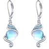 YAFEINI Orecchini a Spirale in Pietra di Luna per Donne, Argento Sterling, Pendenti, Monachella, Regali di Gioielli per Donne e Adolescenti (A)