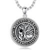 HARMONY BOLA Memento Mori - Collana da uomo in argento Sterling 925 con ciondolo a forma di albero della vita, 56 cm + 5,1 cm, Argento sterling, Nessuna pietra preziosa
