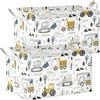Rosqmor 2 Pezzi Cesta Giochi Bambini Tessuto, Piccolo Cestino Portaoggetti Veicolo Tecnico Cesto Portabiancheria, Pieghevole Portagiochi Laundry Basket con Maniglia per Soggiorno, Camera Da Letto, 20L