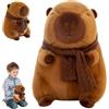GYHWOFUL Capybara Peluche Capybara, 30 cm, super morbido, con sciarpa rimovibile, simpatico giocattolo di peluche, Capybara Plushie, regalo per bambini, fidanzati, compleanni, Natale, Sciarpa