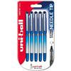 Uni-Ball Penna rollerball UB-185S Eye Needle, inchiostro blu a prova di manomissione, pennino da 0,5 mm, confezione da 5 pezzi