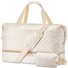 Gloppie 39L Borsone da Viaggio Grande Borsa da Viaggio Donna, Impermeabile Borsa Sportiva Palestra con Scomparto per Scarpe, Borsa Parto Ospedale Mamma Weekend, Beige