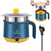 BORDEAG Hot Pot Elettrico Con Steamer 1.8 L, Mini Fornello Portatile Antiaderente, Fornello Rapido Ramen Pentola Portatile Per Casa, Ufficio, Dormitorio