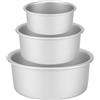 Auddemg Set di 3 Tortiera rotonda per torta (Ø 15/20/26 cm), Professionale Teglia da forno per torte in alluminio anodizzato con fondo rimovibile, Argento