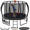 JUMMICO 366CM Trampolino da Esterno per Bambini, Trampolino da Giardino,Tappeto Elastico da Giardino Adatto per tre o più Persone di Diametro con Rete di Sicurezza, Scala e Barre Imbottite, Esterno