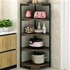BAKAJI Scaffale Angolare 5 Ripiani Struttura in Metallo Piani in Legno Libreria Scaffalatura ad Angolo Multiuso Mobiletto Cucina Bagno Dimensione 40 x 40 x 120 cm design Moderno industriale (Nero)