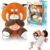 auby Soothe n' Cuddle Panda Rosso - Peluche Rilassante per Neonati con Rumore Bianco e Ninne Nanne, Morbido Conforto e Movimento Respiratorio Ritmico, Unità Sonora Rimovibile, Regalo Neonato