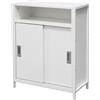 BAKAJI Mobile Mobiletto Basso Libreria Design Moderno Industriale Struttura in Acciaio e Legno MDF con 2 Ante a Chiusura Scorrevole Ripiano a Vista e 2 Ripiani Interni 64 x 30 x 81 cm (White)