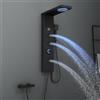 KINKIBOS Pannello doccia senza rubinetto, 6 funzioni, pannello doccia con indicatore di temperatura a LED, doccia a pioggia, nebbia, ugelli massaggianti, doccetta e vasca da bagno, colonna doccia in