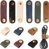 AHANDMAKER 12 cinghie per cavi in pelle, 6 colori, con bottone a pressione, fascette portatili per auricolari, avvolgicavo per viaggi, casa, scuola e lavoro