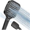 HNOOM Soffione Doccia, Doccino per Doccia Alta Pressione, 120mm Doccetta Grande con 8 Modalità di Getto per Bassa Pressione dell'Acqua, Flusso Potente & Risparmio Idrico, Universale (Nero)