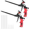 LYCXAMES Pistola in schiuma PU, 2 pezzi, pistola professionale in metallo, con impugnatura ergonomica in plastica, per fai da te e professionisti, per sigillare, colore rosso