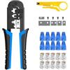 MAYLINE-TECH MAYLINE Cat5 Cat6 Cat6e - Kit di riparazione per cavi telefonici portatili RJ11 RJ45, spelafili di dati perforati, pinza crimpatrice coassiale (blu)