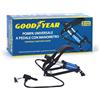 Goodyear Pompa a Pedale Doppio Cilindro con Manometro - Gonfiatore Portatile per Bici, Auto, Moto, Palloni e Gonfiabili - con Attacchi e Adattatori Inclusi