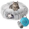 TREKAM - Cuccia tunnel per gatti - Tunnel per Gatti pieghevole con coperta e borsa per il trasporto - Ciambellone per gatti Comoda, sicura e divertente - Tubo gatto per giocare e riposare.