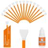 AYESY Set Pulizia del Sensore per Full Frame,15 Pezzi Kit Pulizia Sensore Fotocamera con 10ml di Sensore Liquido, 24mm Swab in Microfibra per pulizia di Obiettivi, Filtri, Cellulari-colore arancione