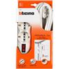 BTICINO Ciabatta Multipresa Slot 3696DB5, Multipresa Elettrica 6 Posti, 2 Prese Schuko Standard Tedesco, 4 Prese Bipasso Bivalenti 10/16A, Presa Multipla con Interruttore, Spina Grande 16A, Cavo 5mt