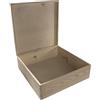 WooDeeDoo Grande scatola quadrata in legno profondo | 40 x 40 x 13,5 cm | custodia regalo con coperchio | pino decorativo non verniciato