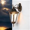 Licht-Erlebnisse Applique da esterno in alluminio e vetro color rame anticato IP44 Ingresso Giardino P: 28,5 cm E27 Lanterna retrò nostalgica Lampada da esterno Terrazza BRISTOL