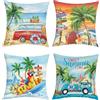 Joymaison Federe per Cuscini Divano 45x45 set da 4 Estate Oceano Spiaggia Palma Federa Copri Cuscino Mare Paesaggio Gnomo Camion Pappagallo Federe Confezione Copricuscini Quadrati per Casa Divano