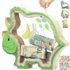 DBPBToU Salvadanaio DBPBToU Bambini in Legno, Dinosauro Apribile Personalizzato, Decorazione per Casa, Regali per Festa dei Bambini/Natale/Compleanno (Triceratopo + adesivi)