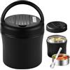 WANDGU Contenitore termico per cibi: 1,2 l, in acciaio inox, con cucchiaio, thermos per cibo, contenitore termico per alimenti (nero)