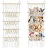 CnosDB Porta Peluches Salvaspazio, Stile BohéMien 4 Strati Stuffed Animal Storage Con Ganci Per Unghie Senza Soluzione Di Continuità E Clip In Legno Porta Pupazzi Per Cameretta Dei Bambini (Tessuto a Mano)