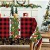 Frigg Tovaglia Natalizia Rossa 6 Posti 180x140cm, Poliestere Natale Tovaglia Antimacchia, Sottopiatti Natalizi Stampata Con Plaid e Rami Di Pino, Decorazioni Natalizie Per La Casa Centro Tavola Natalizio