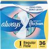 Always Infinity Size 1 Pads with Wings, Regular Absorbency, Unscented, 36 ct, Packaging May Vary