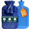 volila Borsa Acqua Calda da 3,5L - Borsa di Acqua Calda di Colore Blu con Copriborsa in Faux Fur (Ecopelliccia) - Boule Acqua Calda Regalo Donna per Dolori, Crampi o per la Stagione Invernale