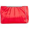 UShopUK Pochette da sera in raso plissettato da sposa, ballo di fine anno, borsa a mano, Rosso, medium