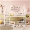 ZHFASDS Letto A Castello Per Bambini 140x200, Letto Per Famiglie, Con Scaletta, Design Soppalcato, Struttura In Legno Massello Per A Castello (Bianco, 140 * 200cm)