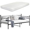 [en.casa] Divano a 2-3 Posti di Seduta Letto Singolo in Metallo con Materasso a Schiuma Fredda 90 x 200 cm Sofa in Acciaio con Elementi Decorativi - Nero