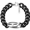 Diesel Bracciale da uomo in acciaio inossidabile bicolore con chiusura a moschettone