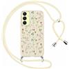 Xylota Cover Cordino per Samsung Galaxy A25 5G 6,5, Aesthetic Disegni Fiori Custodia con Corda Collana Tracolla Laccio, Sottile Silicone TPU Bumper Antiurto Protettiva Case per Samsung A25, Viola